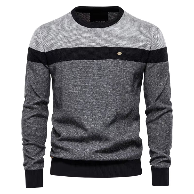 Spliced Cotton Sweater Men Casual O-Neck High Quality Pullover Knitted Sweaters Male New Winter Brand Mens Sweaters