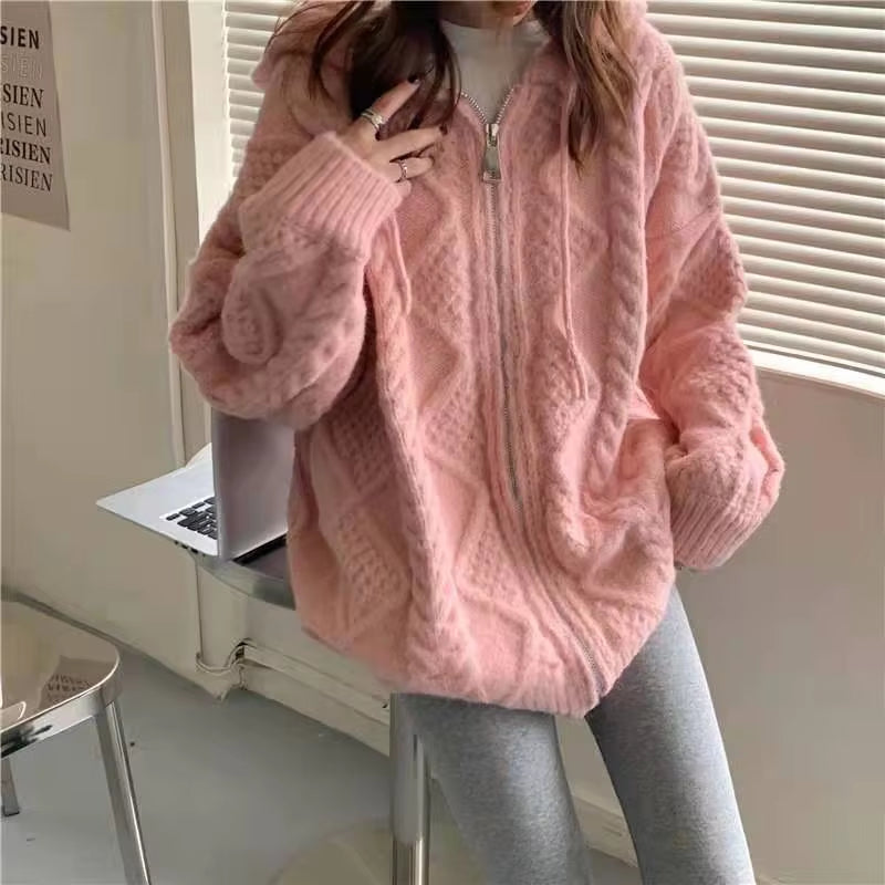 2021 Women Sweater Pullover Female Knitting Overszie Long Sleeve Loose Elegant Knitted Thick Outerwear Womens Winter Sweaters