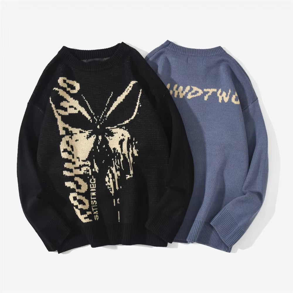 Hip Hop Knitwear Mens Women'S Sweaters 2020 Harajuku Fashion Butterfly Male Loose Tops Casual Streetwear Pullover Sweaters