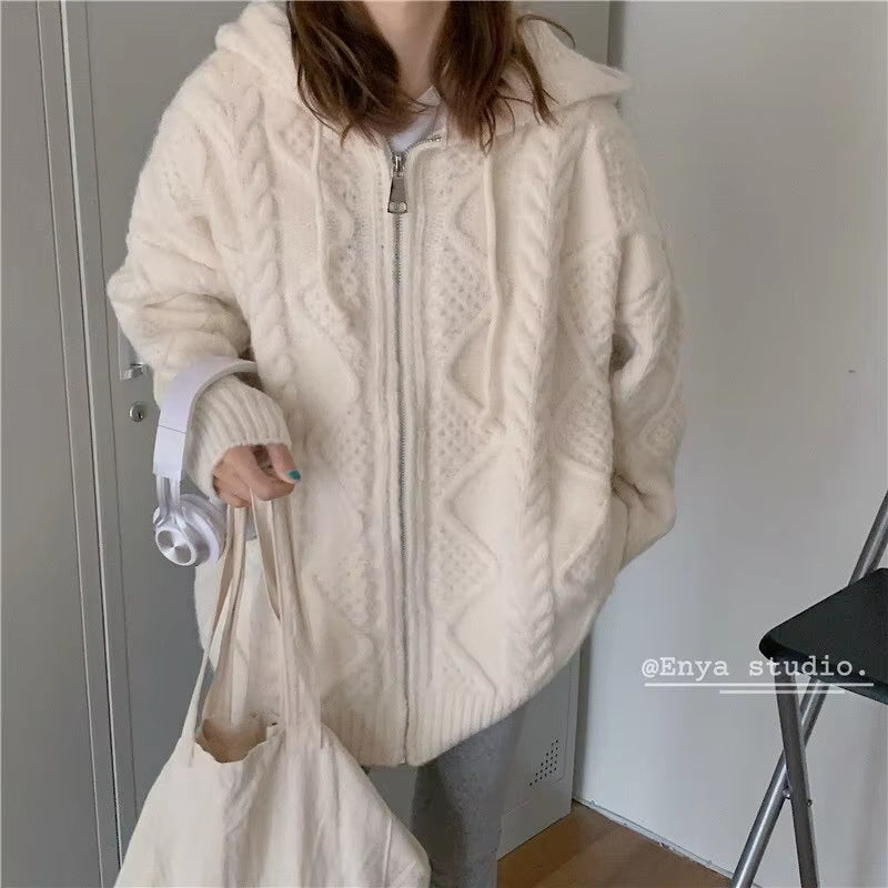 2021 Women Sweater Pullover Female Knitting Overszie Long Sleeve Loose Elegant Knitted Thick Outerwear Womens Winter Sweaters