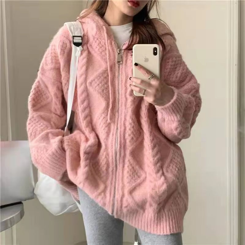 2021 Women Sweater Pullover Female Knitting Overszie Long Sleeve Loose Elegant Knitted Thick Outerwear Womens Winter Sweaters