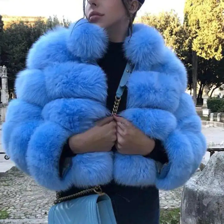 Genuine Faux Fur Jackets With Fur Collar Overcoats