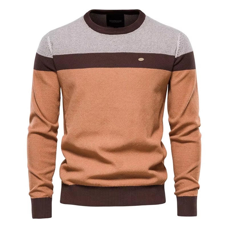 Spliced Cotton Sweater Men Casual O-Neck High Quality Pullover Knitted Sweaters Male New Winter Brand Mens Sweaters