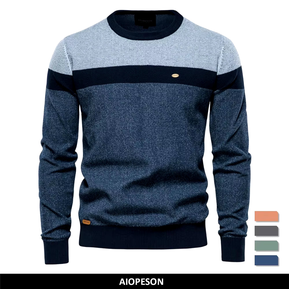 Spliced Cotton Sweater Men Casual O-Neck High Quality Pullover Knitted Sweaters Male New Winter Brand Mens Sweaters