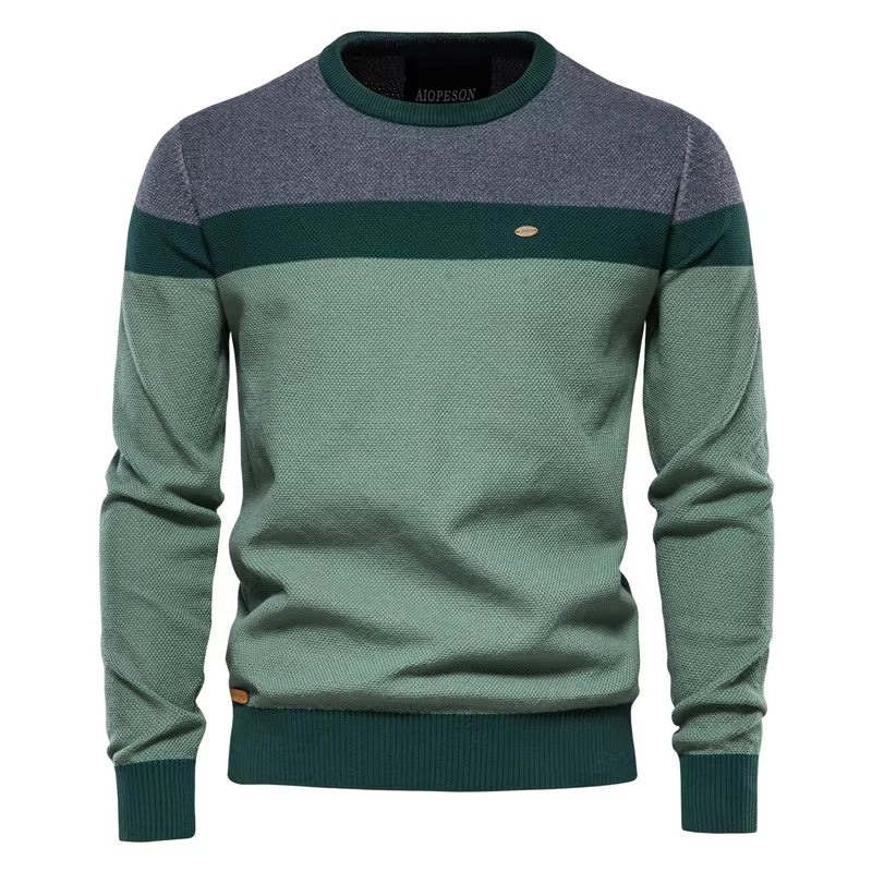 Spliced Cotton Sweater Men Casual O-Neck High Quality Pullover Knitted Sweaters Male New Winter Brand Mens Sweaters