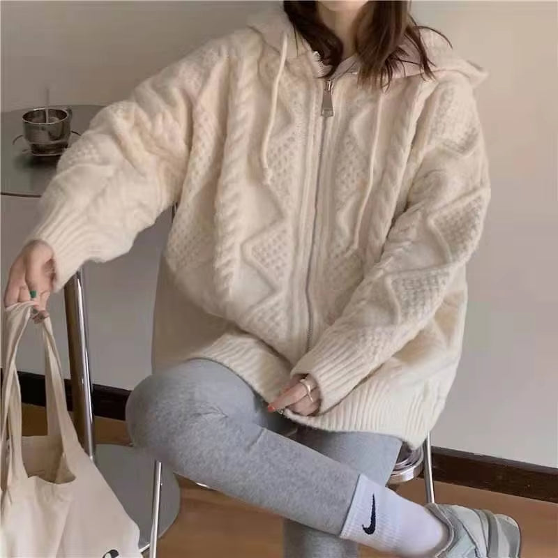 2021 Women Sweater Pullover Female Knitting Overszie Long Sleeve Loose Elegant Knitted Thick Outerwear Womens Winter Sweaters